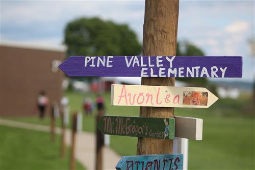 Wayfinding posts for Pine Valley Elementary School's Story Walk.
