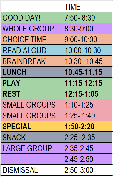 schedule